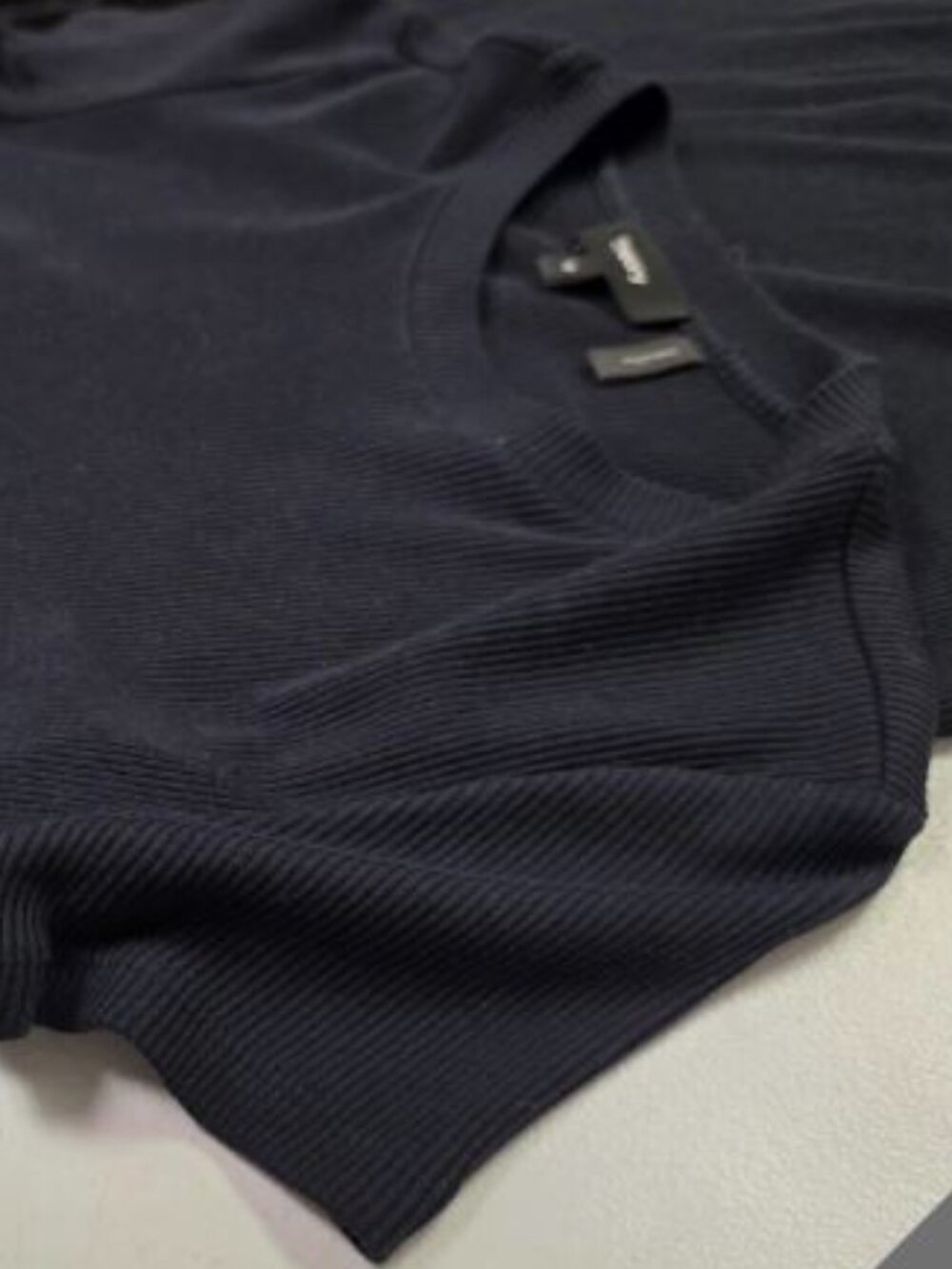 Theory Tiny Rib Knit T-Shirt Dress Medium Midnight Navy Blue Quiet Luxury Preppy - Picture 6 of 10